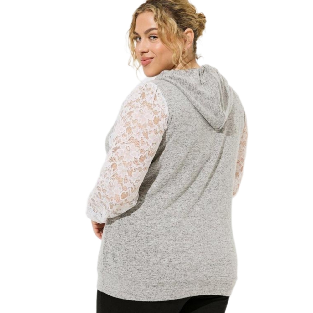Torrid Super Soft Plush Lace sleeve Hoodie Size 5, 28 - Picture 4 of 6